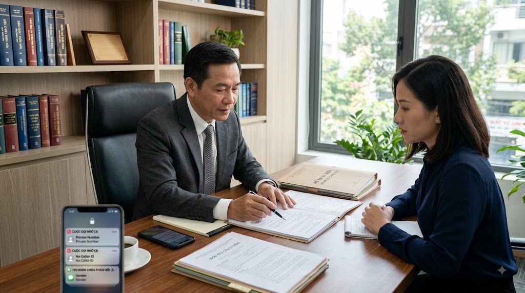 Người yêu cầu ly hôn trao đổi với luật sư về hồ sơ