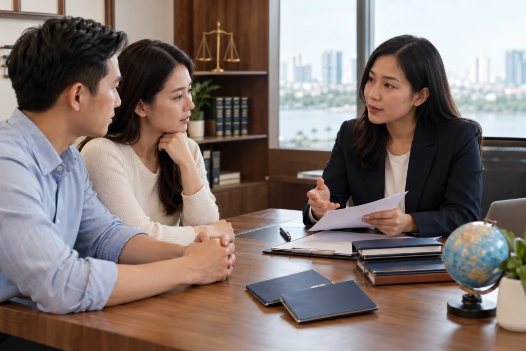 Minh họa việc chuẩn bị và tư vấn: Dịch vụ ly hôn nhanh có yếu tố nước ngoài