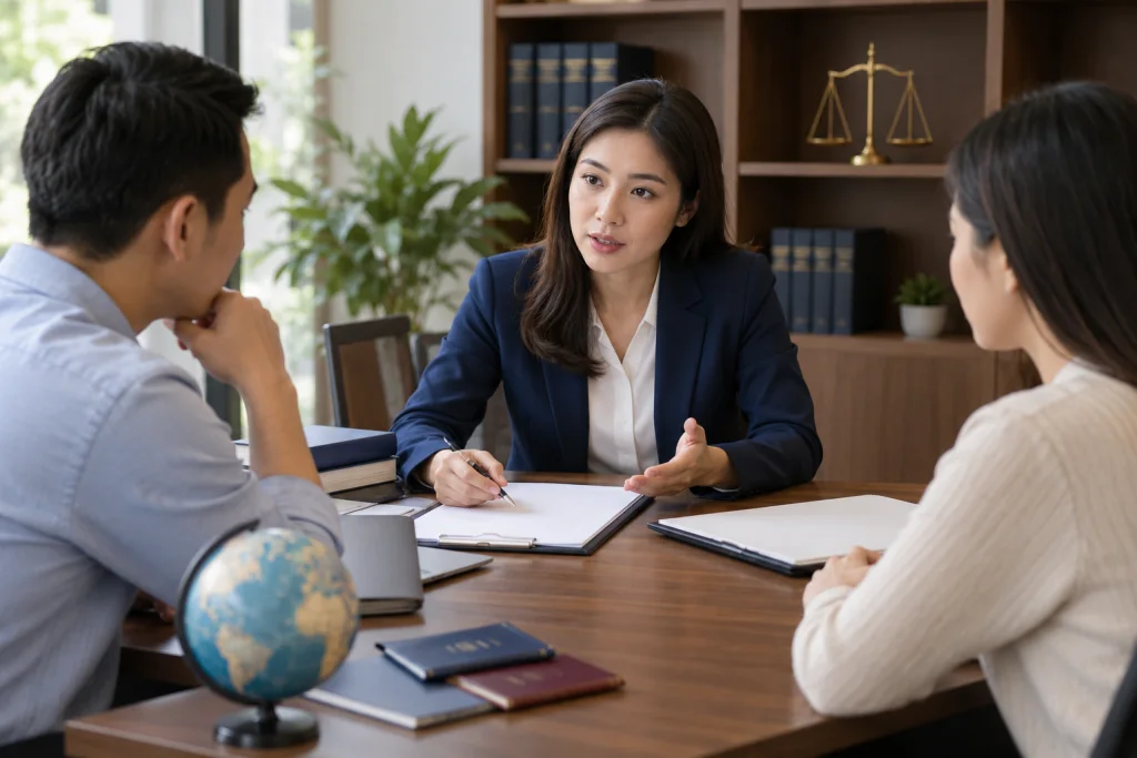 Minh họa việc chuẩn bị và tư vấn: Luật sư tư vấn ly hôn có yếu tố nước ngoài