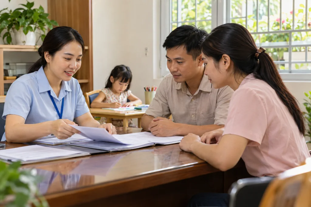 Trao đổi và chuẩn bị thông tin về thủ tục nhận trẻ em việt nam làm con nuôi