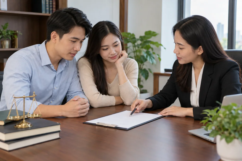 Trao đổi và chuẩn bị thông tin về tư vấn thủ tục thỏa thuận xác lập chế độ tài sản của vợ chồng