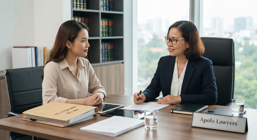 Khách hàng trao đổi với luật sư về tranh chấp quyền nuôi con